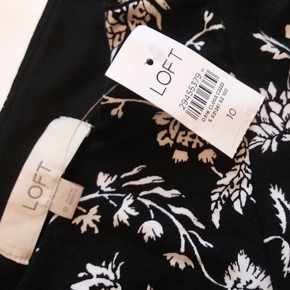 LOFT Rainforest Cutout Button Back Midi Dress, Floral Black and White. - Picture 7 of 15